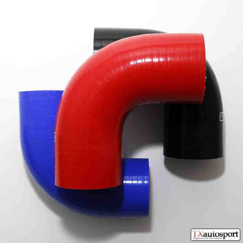2 Red 90-Degree Silicone Turbo Coupler Hoses – 2.5 Inch, 3-Ply, For Intake & Turbo